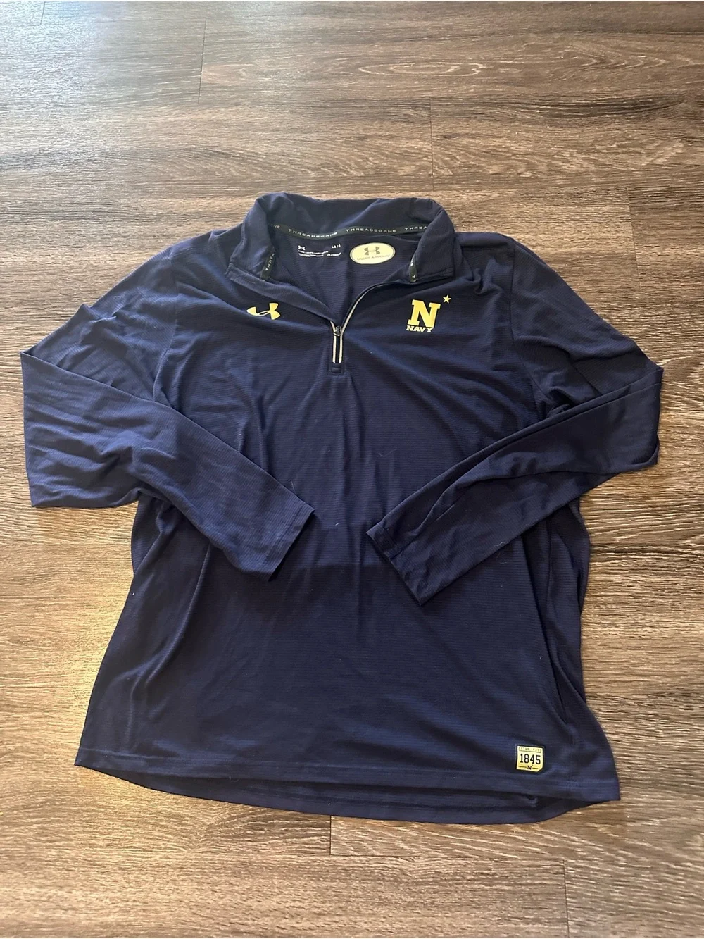 Under Armour Naval Academy Threadborne HeatGear Men's L Navy 1/4 Zip Pullover